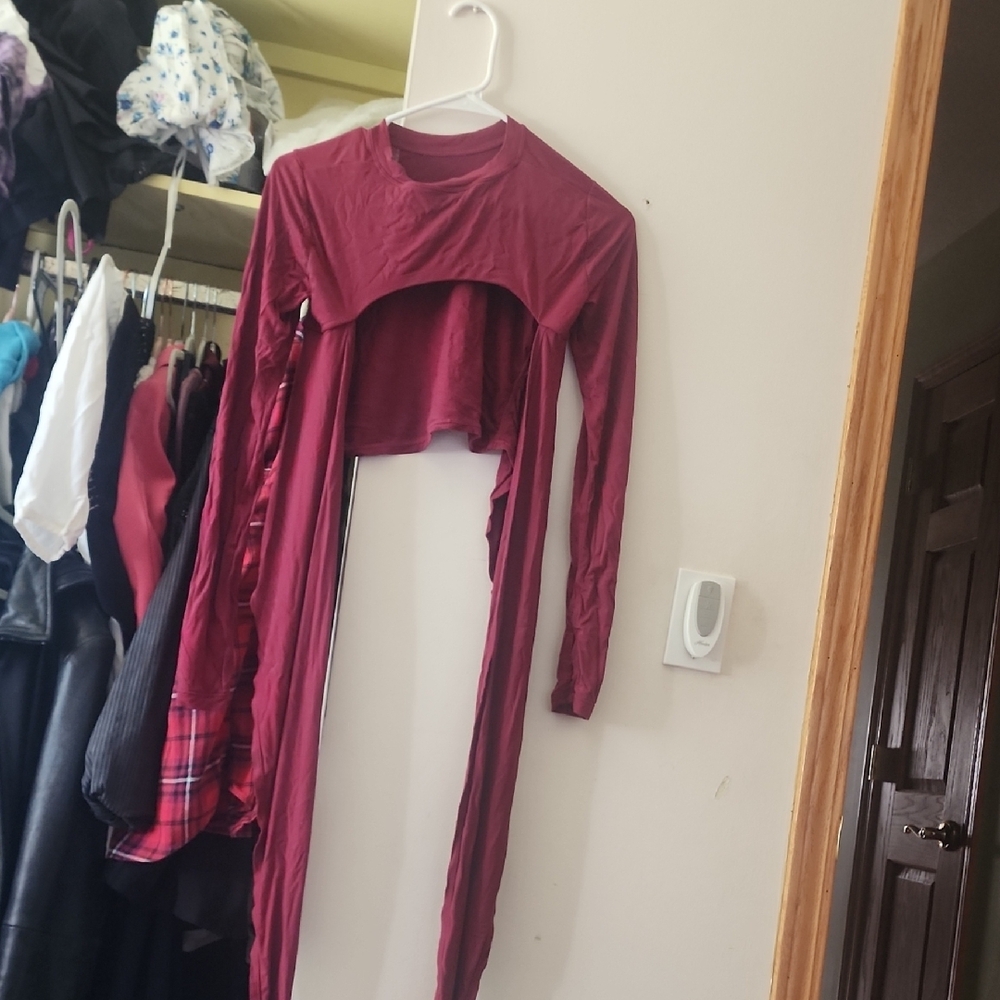 Burgundy Long Sleeve Cutout Shrug
